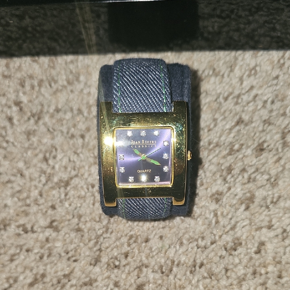 Joan Rivers Gold and Navy Denim Watch